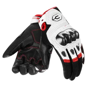 Summer Motorcycle Riding White Red Gloves With Breathable Built-in Anti Fall pProtection Full Finger Touch Screen Rider Motorcycle Glove Equipment