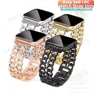 KAYKWONG'S 1 Pack Double Row Linked Design Watch Strap Compatible with iWatch 46mm-38mm, Fits for iWatch Series Series11/10/9/8/7/SE2/SE/6/5/4/3/2/1 , Stylish Unisex Band for Men & Women