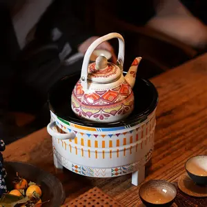 Vintage Pattern Tea Oil Kettle, Year-Round Use Direct Heating Water Kettle, Coffee Pot, Fruit Tea Pot, Gift for Friends and Family