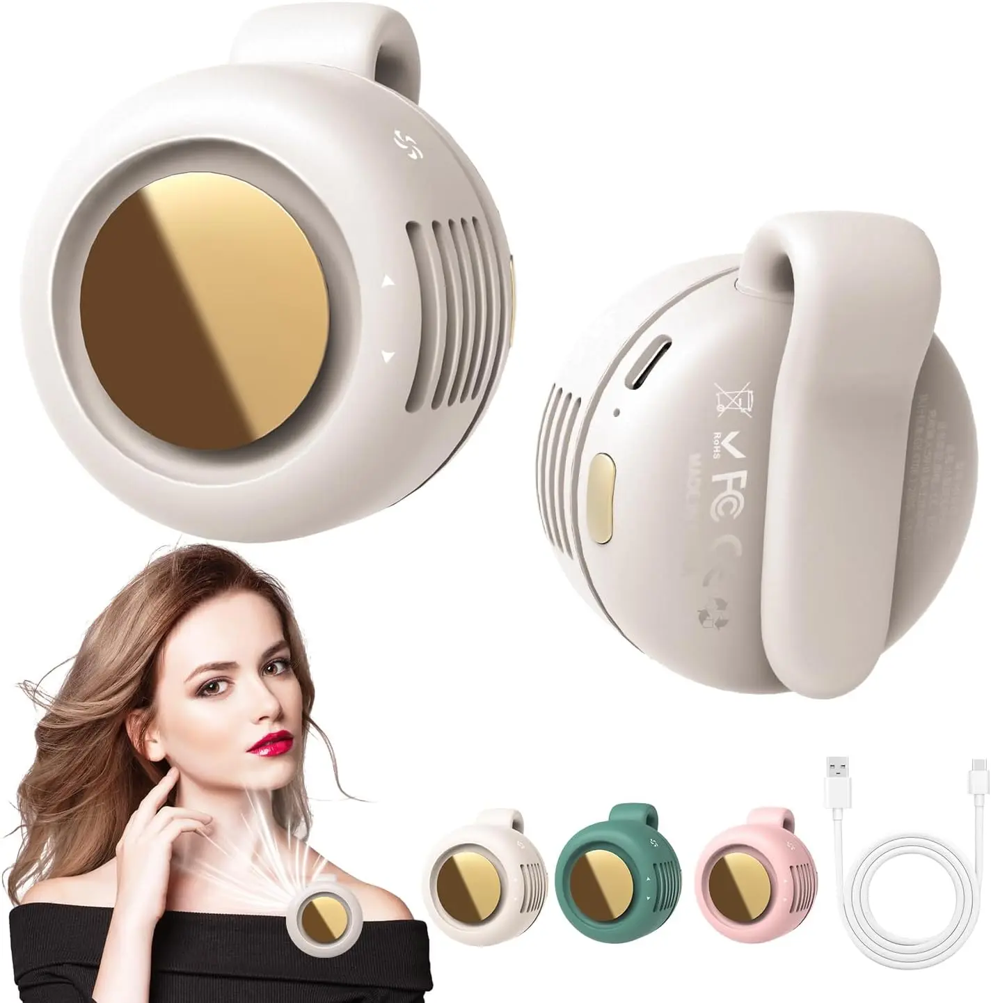 Clip‑On Portable Bladeless Mini Fan, Silent 3‑Speed Suspended Whirlwind Small Fan for Shirt & Waist, Hands‑Free Personal Fan for Outdoor Travel Office, Practical Travel Accessory Gift