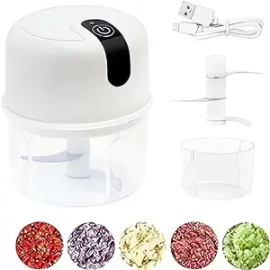 Mini Electric Garlic Chopper Food Processor,250ML Garlic Electric Grinder Onion Chopper, Blender to Vegetable, Wireless Garlic Mincer Tool for Ginger, Chili, Fruit, Meat