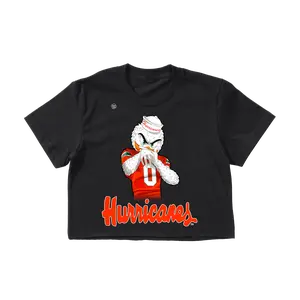 Miami Hurricanes Women's Lady Casual Streetwear Short-Sleeve Sebastian TD Celly Crop Top, Shortsleeve, Graphic
