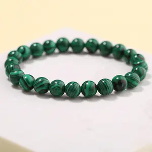 Malachite Stretch Bracelets - 6mm Natural Gemstone Beaded Bracelet - Inspirational Gifts for Women