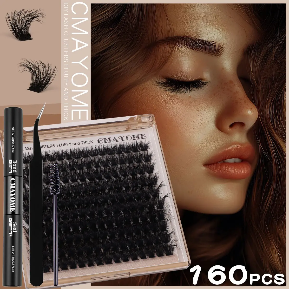 200/180/160pcs D Curl 40D-100D Individual Lash Extensions Voluminous Clusters, Volume false lashes, 10-18mm Lash Set with Eyelash Glue, Natural & Soft DIY False Eyelashes for Home Use, Festive Gifts