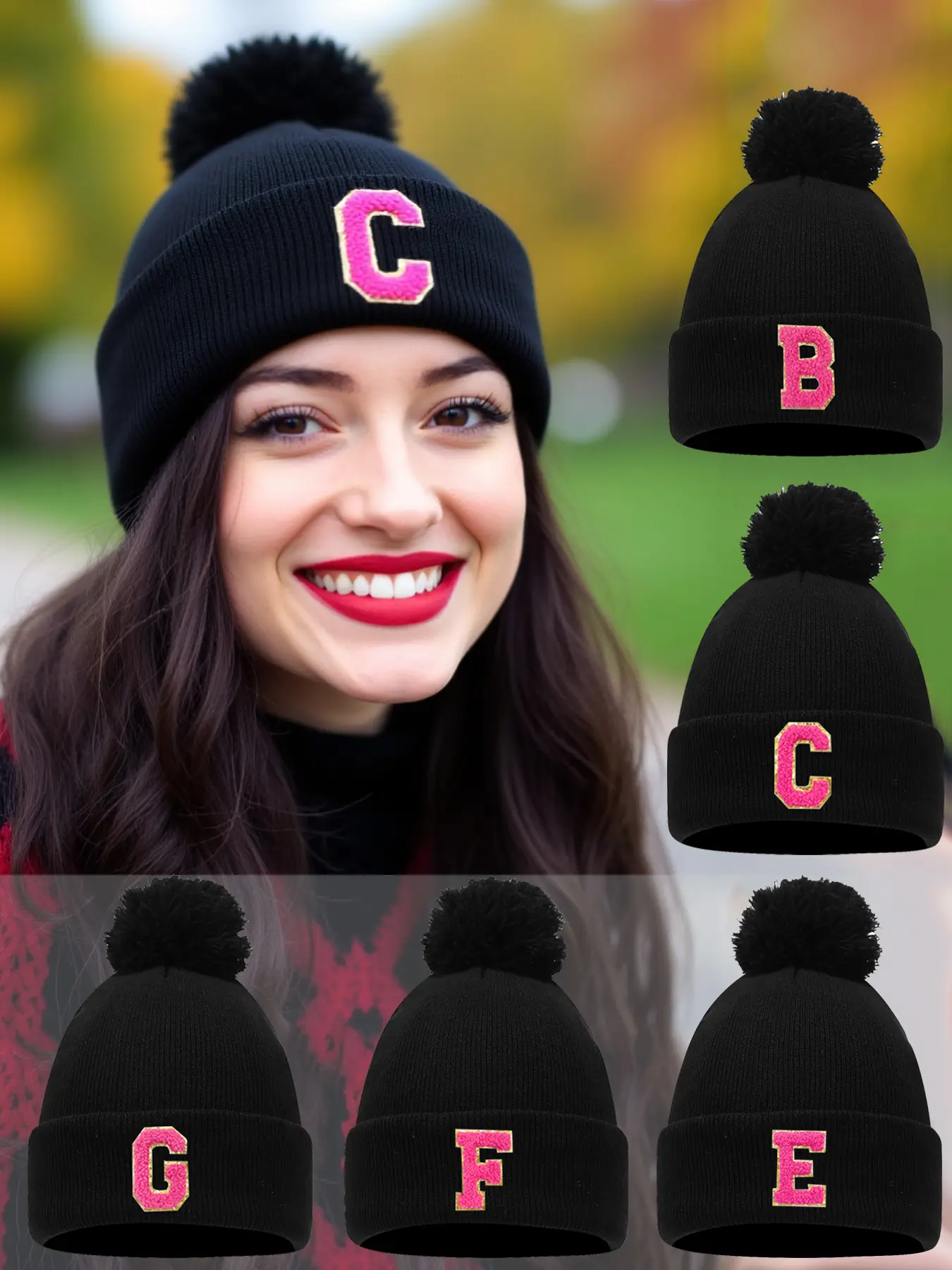 Unisex Embroidered Letter Beanie Fitted Hat, Warm Winter Knit Cap with Elastic Band, Casual Sport Style, Comfortable Fabric, Cold Weather Accessory, Embroidered Beanies