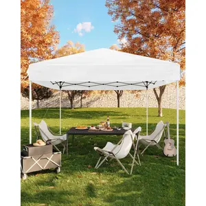 10x10 Heavy Duty Pop Up Canopy Tent with 1-Person One Push Setup & 3 Adjustable Heights, Portable Outdoor Shelter Includes 4 Sandbags & Carrying Bag for Beach, Parties, Events, Camping
