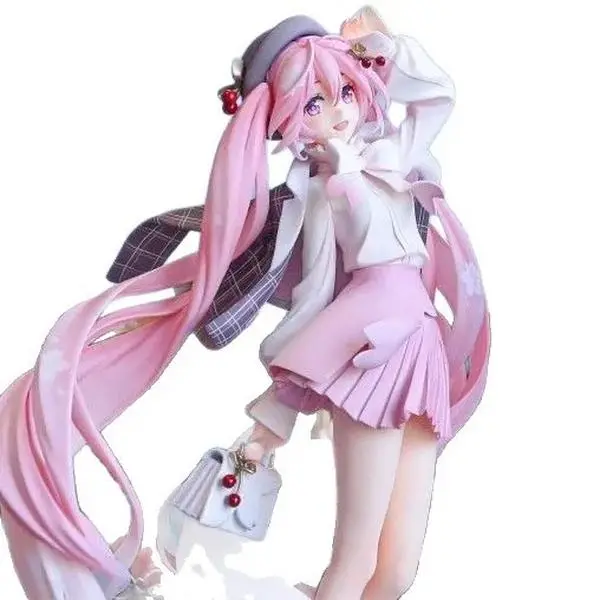 Hatsune Miku Sakura Princess Figure Anime Songstress Pink Beautiful Girl Collectible Doll Statue Model Gift for Fans