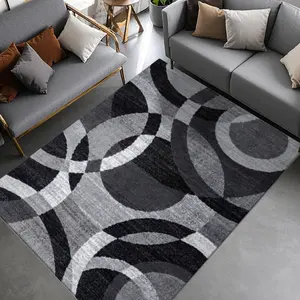 Velvet + Soft and Comfortable Abstract Geometric Texture Pattern Printed Carpet, Geometric Pattern Rug, Home Decoration, Living Room, Bedroom, Entrance, Coffee Table Mat