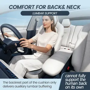 CYDriveMate Seat Cushion Memory Foam Non-Slip Car Long Drives Back Support Pillow Skin-Friendly Office Chair Lumbar Pad Extended Zipper Easy Remove Washable Cover Travel Desktop Computer Gaming Seat Cushions Premium Cozy Gifts for Men Women