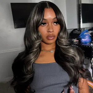 PB/27 Blonde Highlight Wig Body Wave Human Hair 13x6 HD Transparent Lace Front Wigs Black and Blonde Wigs Highlight Pre Plucked With Baby Hair Wave For Women