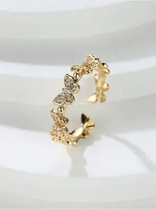 Butterfly Open Ring with Intricate Gemstone Accents and Elegant Design for Everyday Wear - Comfortable Fit & Versatile Accessory Marquise Cut Ring Stackable Rings