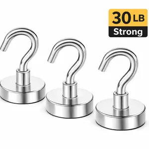 Magnetic Hooks Heavy Duty – 3 Pack, 30lb Strong Neodymium Hooks for Kitchen, Garage, Cruise Cabin