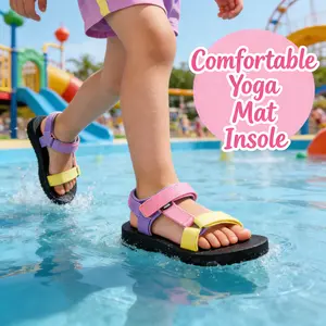 Kids Hiking & Water Sandals Boys Girls EVA Footbed Comfortable Yoga Mat Insole with Arch Support Anti Slip Hook & Loop Design Ideal for Beach Travel & Athletic Activities
