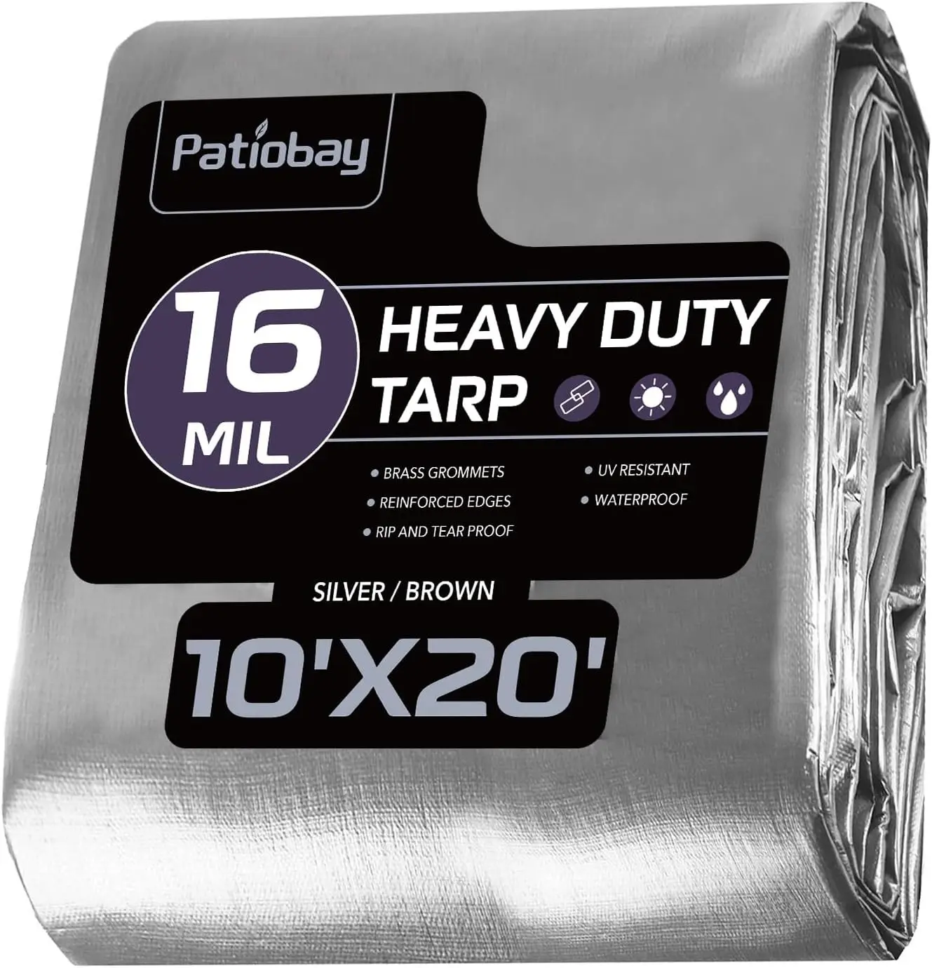 Large Tarp 10x20 FT 16 Mil Heavy Duty Waterproof Tarps Silver