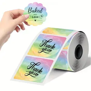 Hot Gradient Color Label Paper, Self-Adhesive Labels, 50x50mm, 160 Sheets Per Roll, Personalized Labels, Ideal for Logo Design, Name/price Tags, Thank You Cards, DIY Gifts