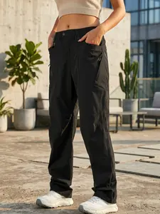 Women's Summer Ice Silk Nylon Quick-Dry Lightweight Sun Protection Outdoor Hiking Pants, Multi-Zip Pockets, Elastic Waist, Adjustable Drawstring Ankles