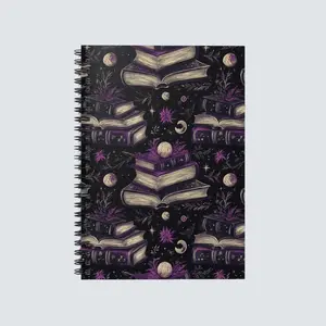 Dark Romance Celestial Witchy Spiral Notebook - Ruled Line, Dark Academia Writing Journal, Gothic Planner, Witchcraft Spell Book, Moon Phase