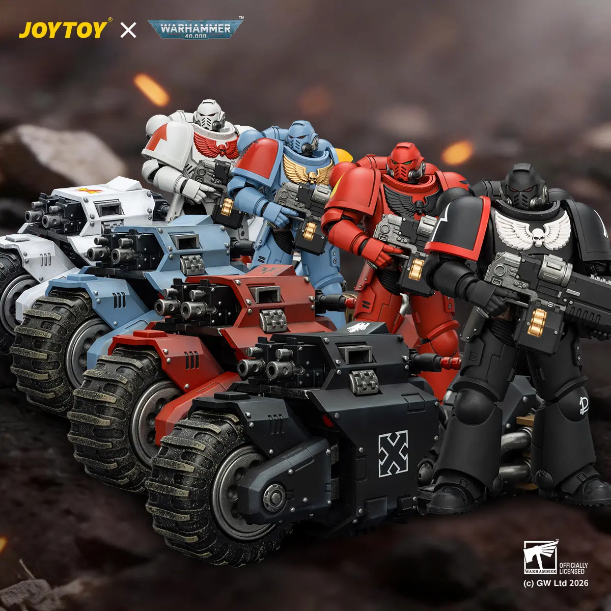 JOYTOY Warhammer 40,000 1/18 Action Figures Intercessor with Bolt Rifle, Bolt Pistol and Chainsword & Raider-pattern Combat Bike with twin-linked bolt rifles