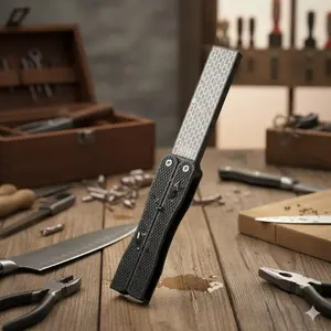 Portable Double-Sided Diamond Sharpening Stone 400/600 Grit with Non-Slip Handle EVA Case Tactical Knife Sharpener for Kitchen Outdoor Camping Hunting Chef Tools Sword Maintenance Woodworking Metal Polishing Kit