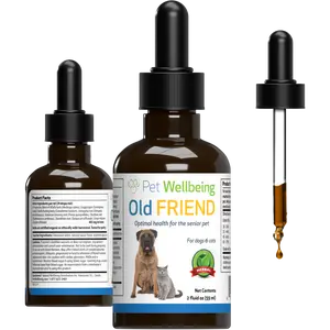 Pet Wellbeing Old Friend for Senior Cats - Supports Immune System Health, Joint Mobility, Healthy Energy Levels, Alfalfa, Reishi - Veterinarian-Formulated Herbal Supplement
