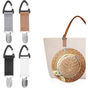 4 Count Elastic Hat Clip for Travel, Hat Holder Hands Free Bag Accessory for Traveling Bags, Backpacks, Purses, Totes