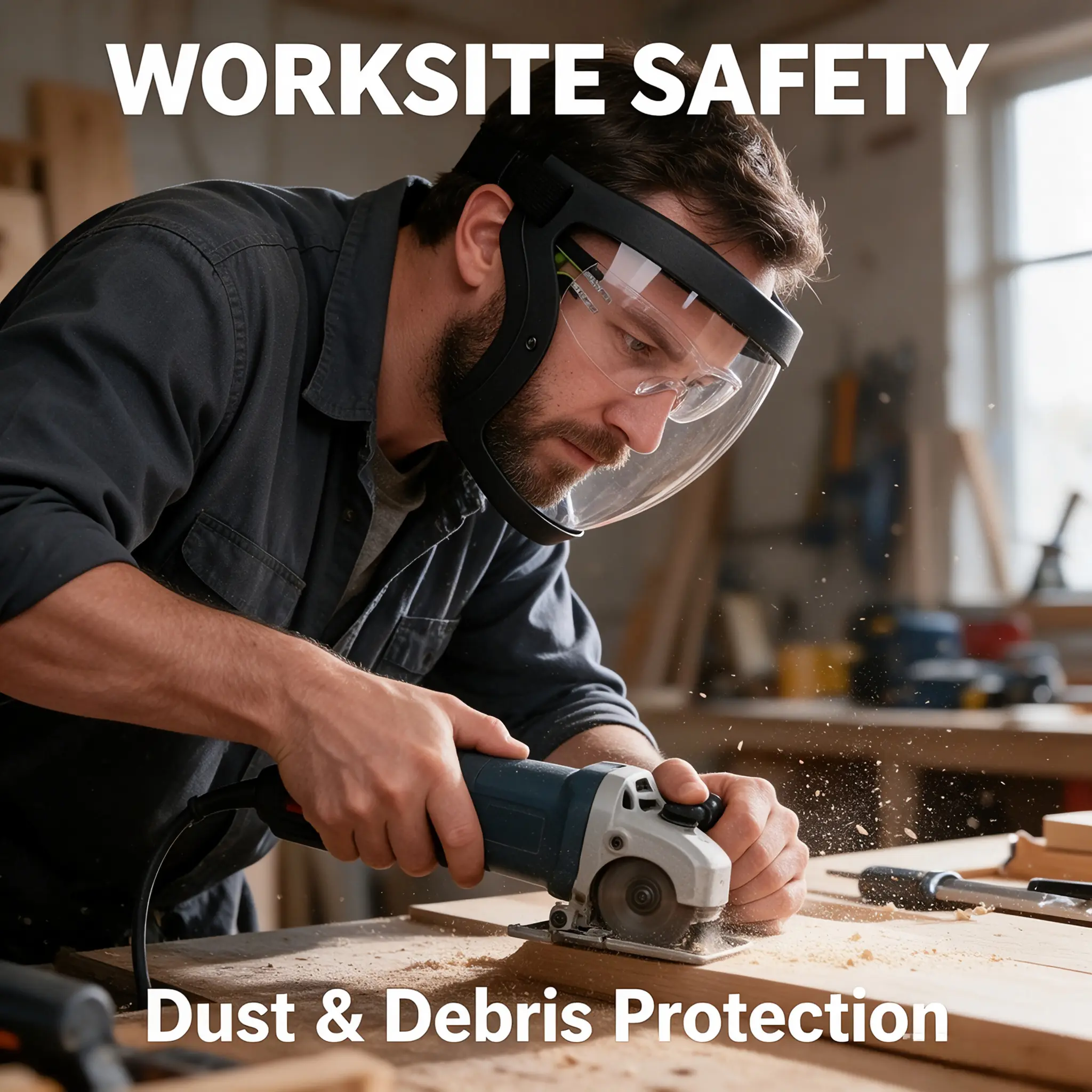Dust-Proof Comfort Soft Silicone Full Face Shield, Anti-Fog Visor, Breathable Vent Structure, Adjustable Elastic Strap, 10 PM2.5 Replacement Filters for DIY Users, Outdoor Safe Home Improvement Work Safety