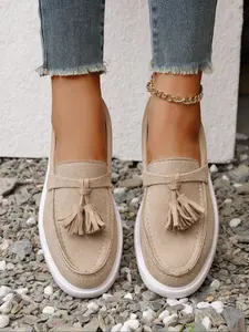 New Denim Style Thick Sole Sneakers, Fresh Blue Color, Tassel Design, Retro Fashion, Perfect Match for Jeans & Dresses