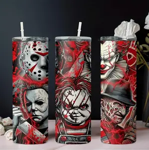 Horror Movie Character Insulated Travel Mug for Drinks Perfect for Halloween Parties and Everyday Use