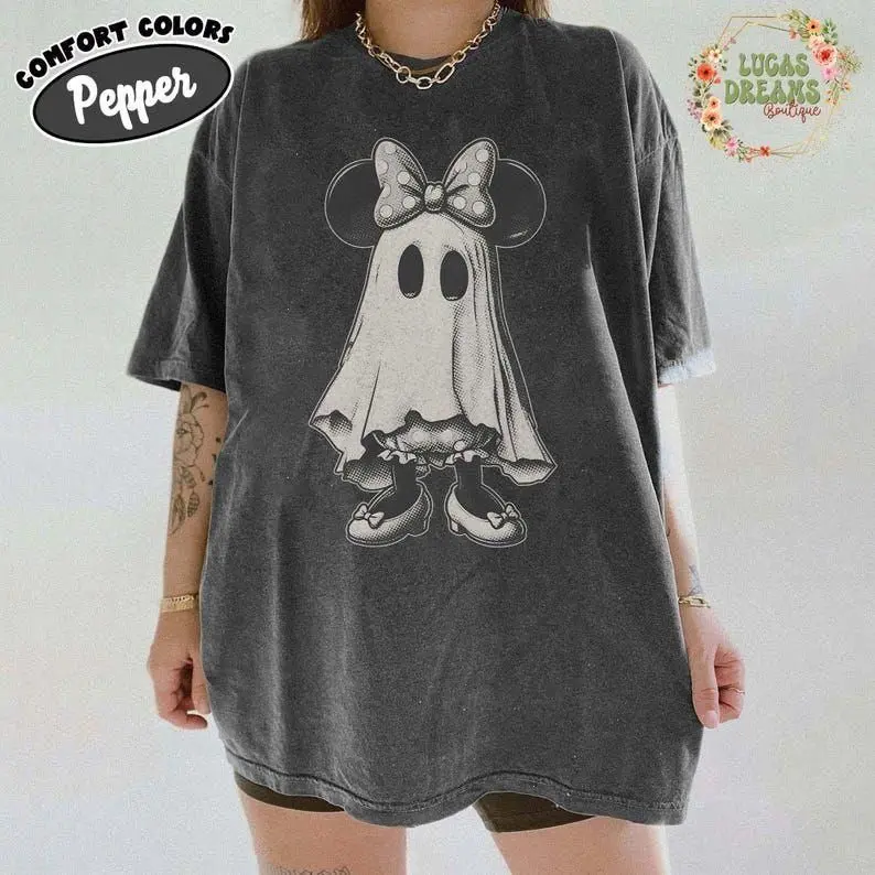 Comfort color Vintage Minnie Halloween Shirt, Ghost Shirt, Spooky Season Shirt, Halloween Family Shirt