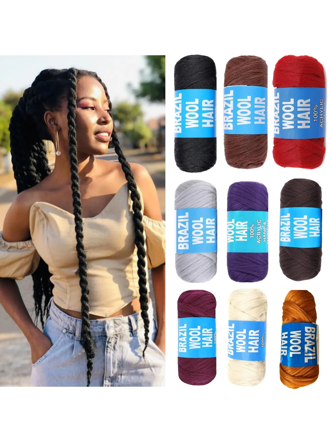 African Braided Hair Bun Yarn Ball Dreadlock Thread Synthetic Fiber Wig, African Dreads Polyester Wire Wig Daily Use Braids Synthetic Wigs