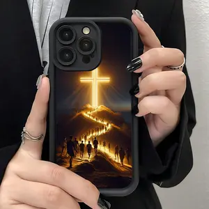 Phone Case - High Bamboo Black Shell Cross Print Thickened Anti-Fall Phone Case for Iphone 16 11 12 13 14 15 15Pro 15Plus 15Promax 7Plus 8Plus X XsMax Xr 11Pro 12Pro 13Pro 14Pro 12Mini 13Mini 11Promax 12Promax 13Promax 14Promax 14Plus 6 6S 6Plus, Accessor