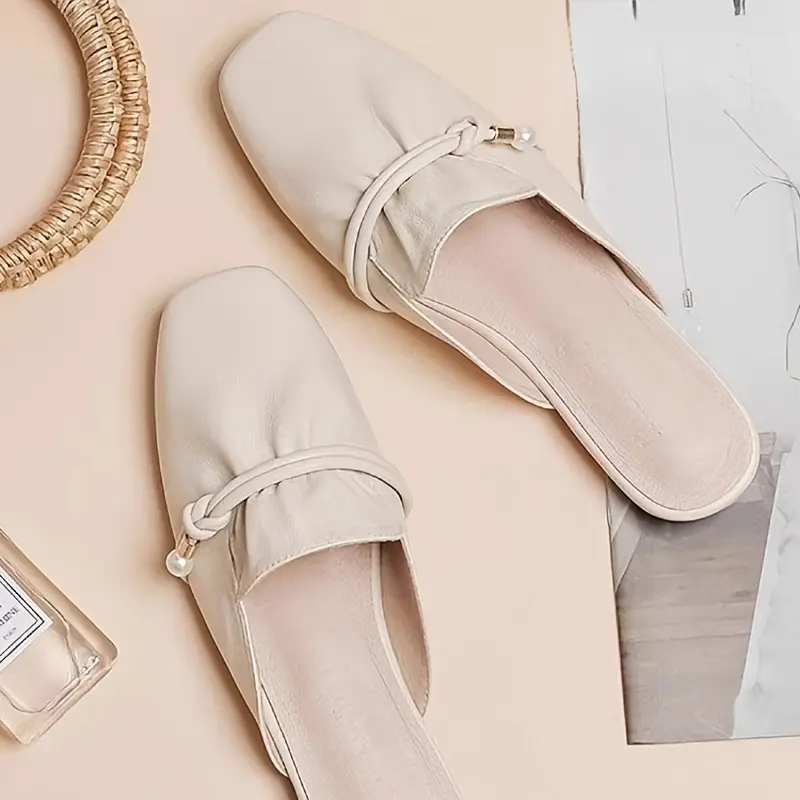 Summer New Baotou Half Tow High Beauty Soft Bottom Comfortable Le Fu Shoes for Outerwear, Hundred Matching Skirts, One Step Single Shoes, Women Shoes