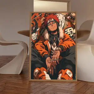 Ebonic Black Anime Wall Art, Ninja Afro Urban Culture Street Print, Dreadlock Painting, Black Owned Gift Shop Poster, Man Cave Decor