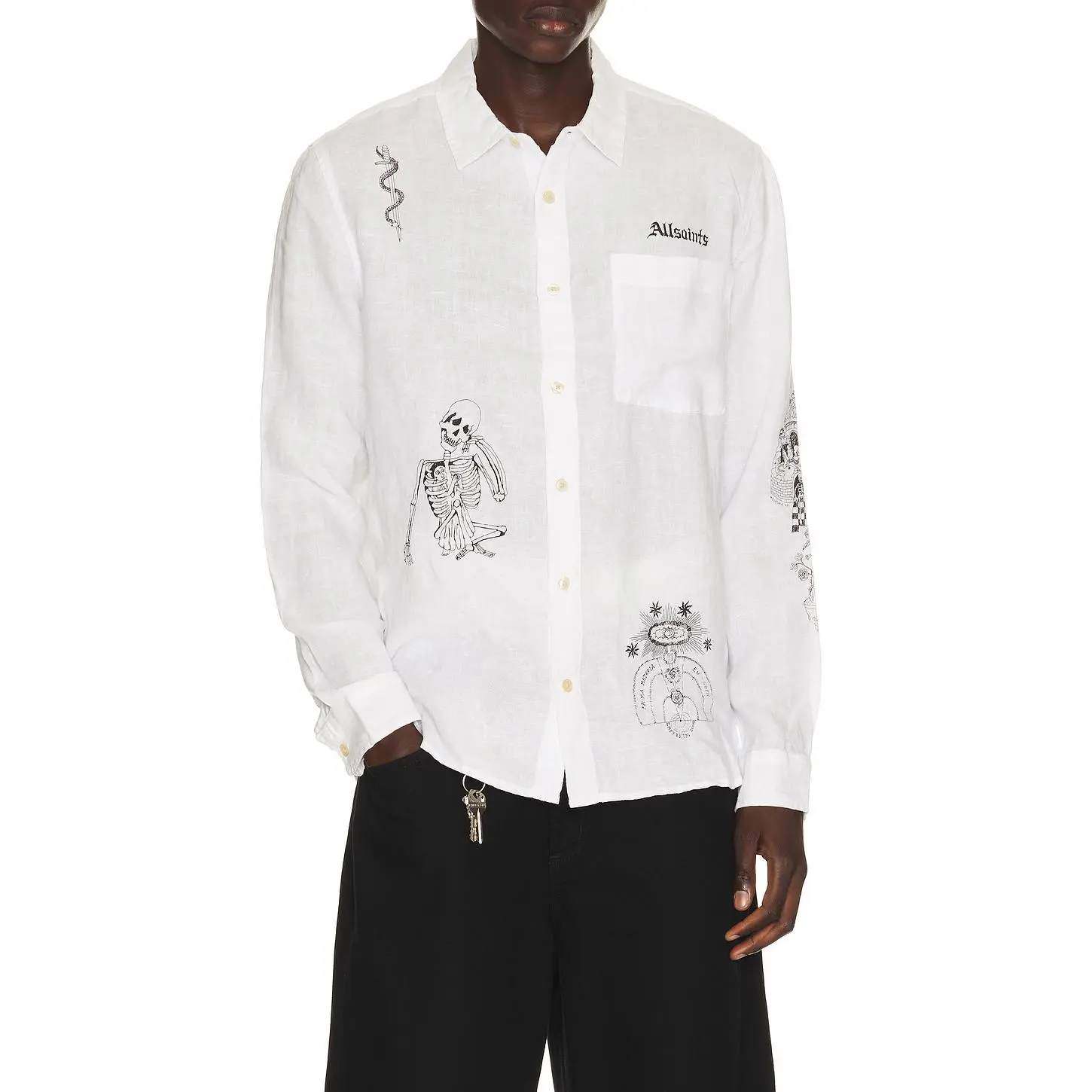 ALLSAINTS Terror Long Sleeve Shirt in White