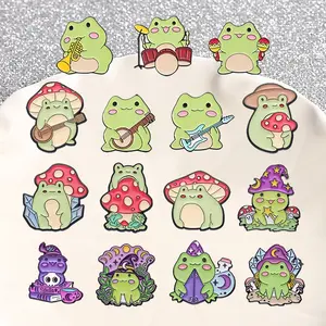 15PCS cartoon green frog pins, fun and cute small animal badges, fashionable alloy buckle pins, clothing backpack accessories, suitable small gifts for family and friends