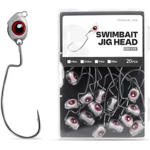 OJY&DOIIIY Fish Eye Swimbait Jig Heads, 12/20 Pack Weighted Hooks for Texas Rig or Ned Rig Fishing 1/8 3/16 1/4 3/8 oz