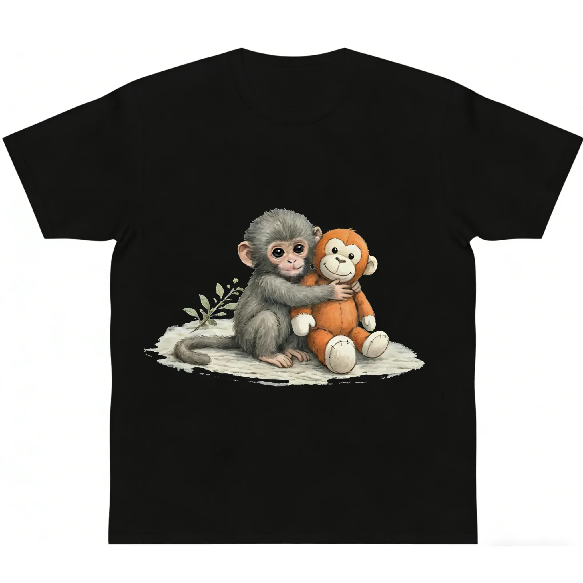 Punch Monkey and plushie Cotton Graphic Shirt Tee Baby Monkey Holding Plush Toy Mothers Day Animal Lover Mother Gift Cute Cozy Mom y2k Top Trending Machine Wash