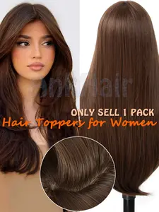 Luxurious Long Straight Synthetic Fiber Hair Topper for Women, Natural Look, Full Volume, Hair Coverage, All Seasons
