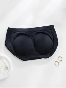 Women's Solid Color Butt-Lifting Briefs with Pads, Shaping Triangle Design for Daily Casual Wear, Enhances Curves Comfortably, Shaping Panties