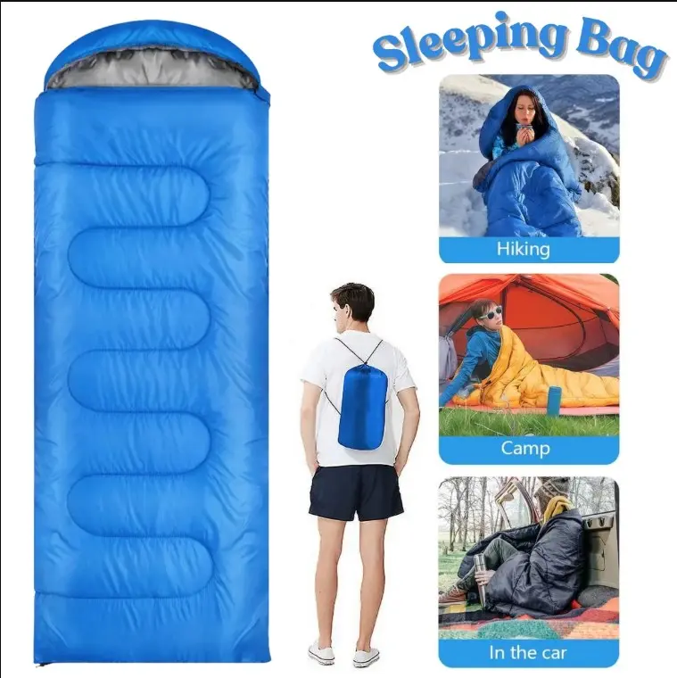 Unisex Full-Length Rectangular Sleeping Bag - Portable, Waterproof, 4-Season for Adults/Kids - Cold/Warm Weather Outdoor Camping, Hiking, Backpacking & Indoor Use Camping Essentials