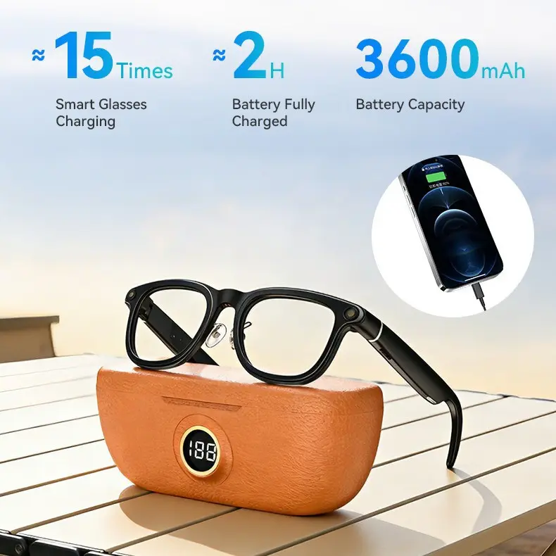 [New Year Deals] 2026 New-Generation X01-AI 4K Smart Camera Glasses with AI Photo Recognition Real-Time Translation & Charging Case as Power Bank for Bluetooth Calls Music Playback Stylish Travel Accessory - Photochromic Lenses Wearable, Chargeable, Ai Ca