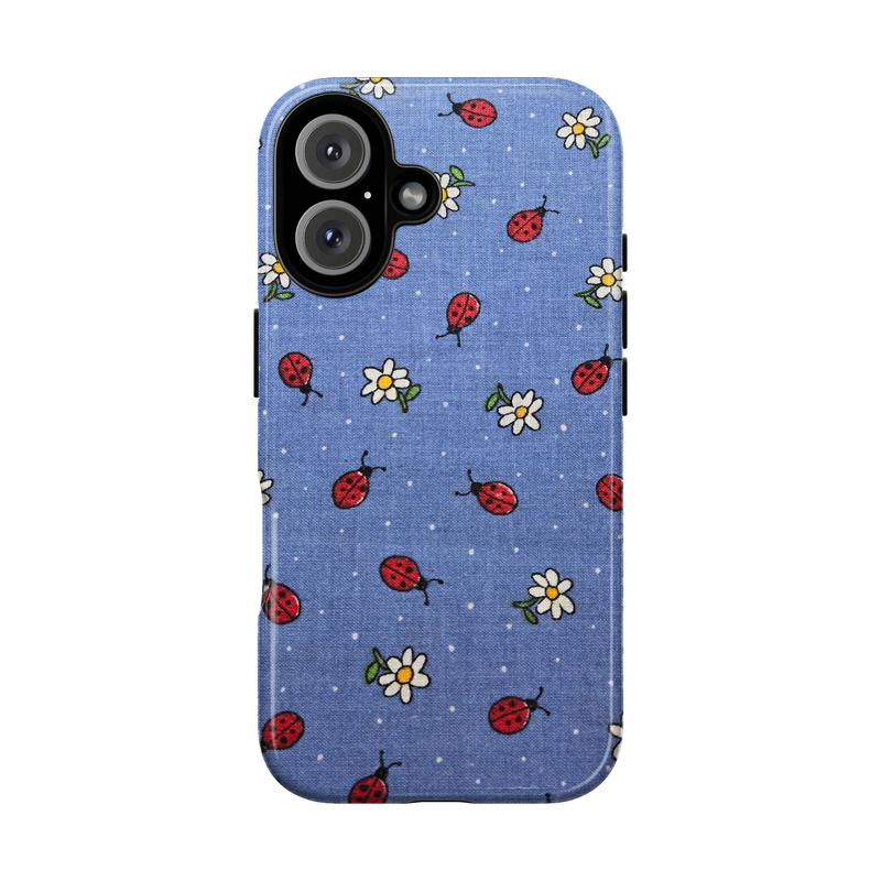Ladybug Pattern Phone Case Collection, Denim Daisies Stars Grid Polka Dots Plaid Nature-Inspired Whimsical Vibes, Play Now Aesthetic Gift, iphone 17 promax case air 16 plus 15 promax 14 pro 13max 12 11 Samsung S25 EDGE S24 S23 S22 S21 NOTE 20 Ultra Fe