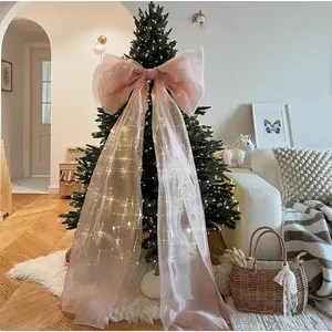 78-Inch Extra Long Mesh Bow Ribbon Garland – Decorative Ribbon for Christmas Trees, Weddings, Parties, and Holiday Home Decorations
