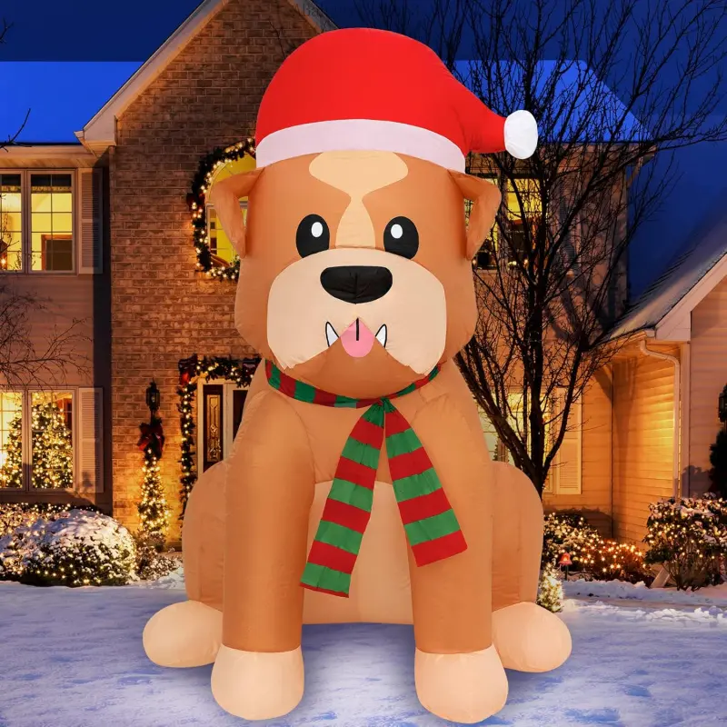 Christmas Inflatables Large 5 ft Santa Hat Bulldog - Inflatable Outdoor Christmas Decorations Blow Up X-mas Decorations for Yard, Lawn & Garden Internal Lights & Built-in FanABahsyxl shop3