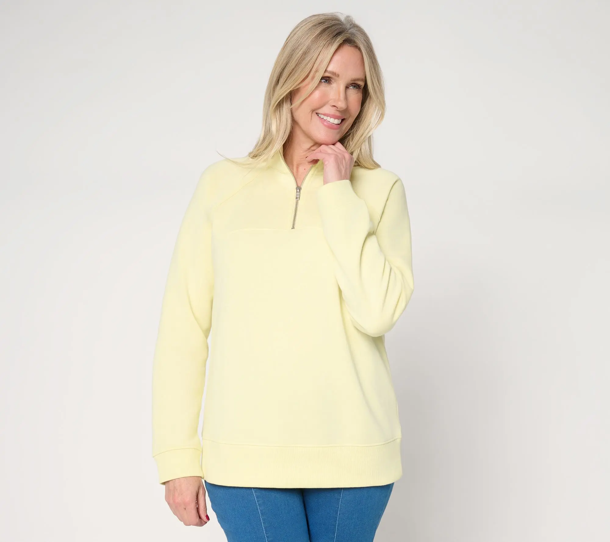 Susan Graver CloudSoft Fleece Quatrer Zip Sweatshirt