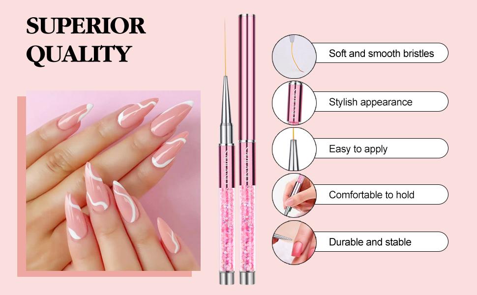 SAVILAND 6pcs Nail Art Liner Brushes Set with Crushed Diamond Handle for Gel Polish Nail Design & Detailing (Sizes 7/9/11/13/17/23mm) SAVILAND 6pcs Nail Art Liner Brushes Set with Crushed Diamond Handle for Gel Polish Nail Design & Detailing (Sizes 7/9/11/13/17/23mm)
