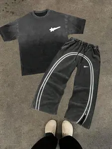 Men's Star Print Tee & Tracksuit Pants Set, Regular Fit Casual Fashion Cozy Round Neck Short Sleeve T-shirt & Pocket Sweatpants, Men Two-piece Outfits for Daily Wear Clothes