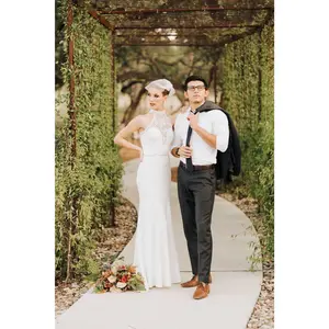 Beaded & Sequined Halter Fit & Flare Wedding Dress | Beverly