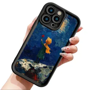 Artistic Little Prince Starry Night Pattern Phone Case for iPhone 17 16 15 14 Pro Max 13 12 11 XR XS Plus Air Slim Shockproof Anti Scratch TPU Protective Cover Stylish Fantasy Aesthetic Phone Accessory