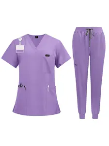 Summer Unisex Pet Hospital Pet Grooming Short Sleeve Nurse Uniform Work Set